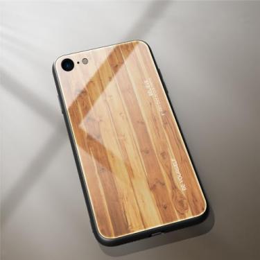Imagem de Capa de telefone de grão de madeira para iPhone 6 s 6s 7 8 Plus 7Plus 8Plus para iPhone 11 Pro 12 mini X XR XS Max SE 2020 Capa dura de vidro temperado, M3, para iPhone 8 Plus