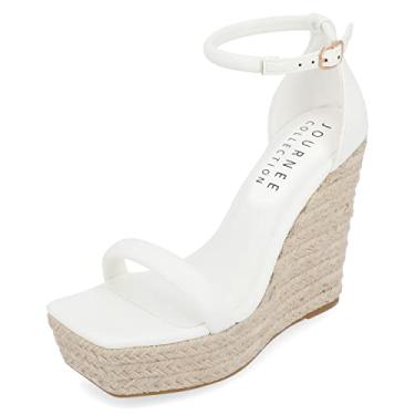 Imagem de Journee Collection Womens Olesia Tru Comfort Foam Buckle Espadrille Wedge Sandals White 9.5 Medium WOMENS US