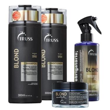 Imagem de Truss Kit Blond completo - Shampoo 300ml, Condicionador 300ml, Máscara 180g, Reconstrutor 260ml (4 produtos)