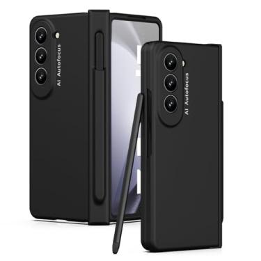 Imagem de LXURY Capa à prova de choque para Samsung Galaxy Z Fold 5, cobertura total antiqueda capa com caneta Stylus e dobradiça de proteção de câmera de tela, capa para PC, preta, Z Fold 5 de 7,6 polegadas