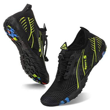 Imagem de WateLves Water Shoes – Meias aquáticas de secagem rápida, para surf, ioga, hidroginástica, Moda preta e verde, 5.5 Women/4 Men