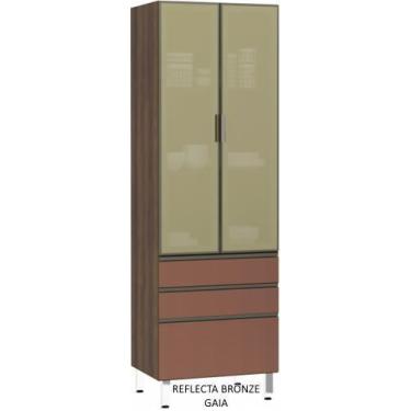 Imagem de Torre 70cm 2 Portas Em Vidro Reflecta Bronze E 3 Gavetas Para Cozinha