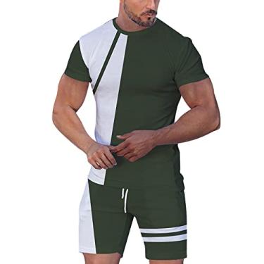 Imagem de Conjunto de colete e calça masculina conjunto esportivo masculino conjunto de 2 peças de manga curta camisetas e shorts bengala doce masculino, Branco, X-Large