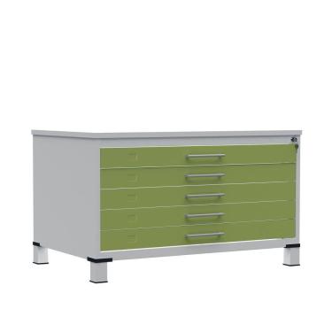 Imagem de Mapoteca de Aço com 05 Gavetas Cinza/Verde Miró