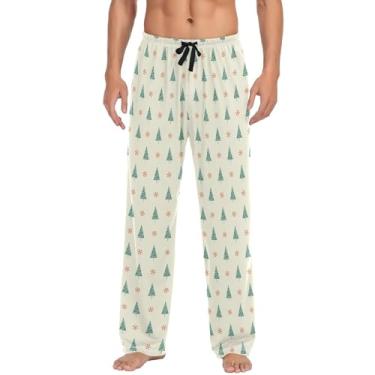 Imagem de JUNZAN Calça masculina de pijama de algodão com estampa de árvore de Natal com bolsos para dormir P, Árvore de Natal, M