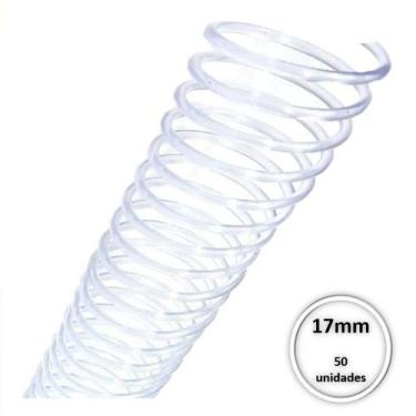 Imagem de Espiral Plastico Para Encadernação 17mm Transparente C/ 50 Pcs - Mares
