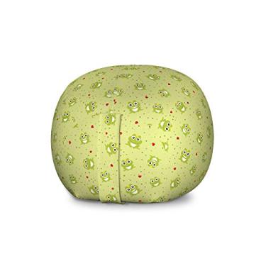 Imagem de Lunarable Cadeira de saco de brinquedos de armazenamento de sapos, animais engraçados com pequenos corações e coroas príncipe, organizador de animais de pelúcia bolsa lavável, tamanho grande,