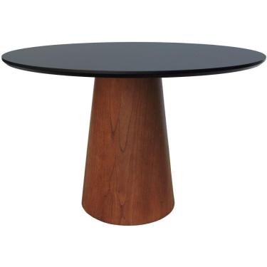 Imagem de Mesa De Jantar Base Cone Laminado Cinamomo Amêndoa Tampo 120 Laqueado Preto