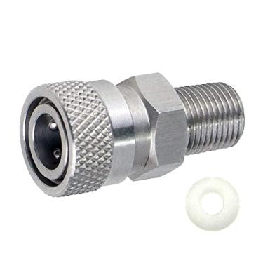 Imagem de HMKUGO Adaptador conector de desconexão rápida macho 1/8 BSPP para fêmea de 8 mm, aço inoxidável, acessórios de carregamento de paintball PCP com anel de vedação