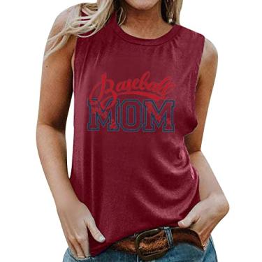 Imagem de PKDong Regata de beisebol feminina e colete americano sem mangas roupas femininas de beisebol estampadas camisetas de beisebol femininas, Vinho, M