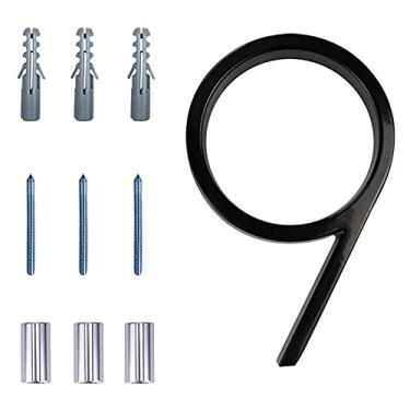 Imagem de Número de casa flutuante com números modernos de 12,7 cm, número de endereço residencial de liga de zinco Deamos para casa com acabamento reflexivo, montagem flutuante dourada ou montagem embutida