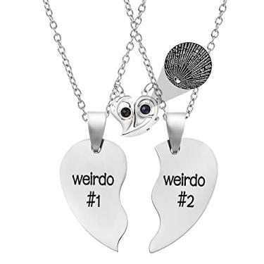 Imagem de MJartoria Best Friend Colares BFF para 2 Presentes de Amizade Dia dos Namorados Combinando Colar com Pingente de Coração Melhores Amigos para Sempre (Prata, 100 Idiomas I Love You), Aço inoxidável,