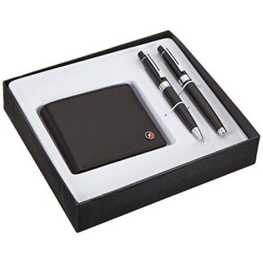 Imagem de Sheaffer Caneta esferográfica 300 com acabamento preto e ponta M com carteira para homens