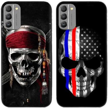 Imagem de 2 peças EUA caveira pirata impressa TPU gel silicone capa de telefone traseira para Nokia (Nokia G400)