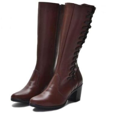 Imagem de Bota feminina montaria em couro legítimo com cano ajustável-Feminino