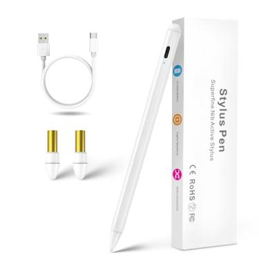 Imagem de Lápis Stylus para iPad 2020, 8ª Geração, 10,2 polegadas com rejeição de palma, 1,5 mm, ponta fina substituível, 2ª Agulha Ativa Compatível com Apple Pencil para iPad 10,2 polegadas, 8ª Geração, Caneta de Desenho Tipo C, Carregamento Branco