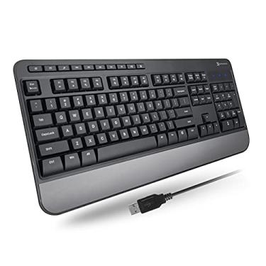 Imagem de X9 Performance Teclado multimídia USB com fio – digitação confortável – teclado ergonômico de tamanho completo com descanso de pulso e 114 teclas – teclado externo para laptop e escritório