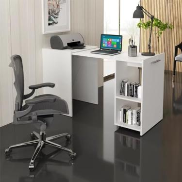 Imagem de Mesa Escrivaninha Armário Retrátil Escritório Abre e Fecha Branco