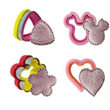 Imagem de Aoerfes Conjunto de 4 peças de cortador de sanduíche e selador, decruster de sanduíche de pão, máquina de panqueca faça você mesmo, cortadores de biscoito para crianças, caixa de bento, forma de taco