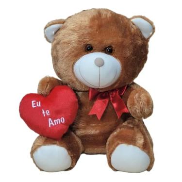 Imagem de Urso Pelucia 30cm Com Coracao Eu Te Amo Pequeno Fofo Macio (mel)