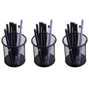 Imagem de Porta Lapis Organizador Aramado Kit 3 Unidades Caneta Lapis Tesoura Escritorio Mesa de Trabalho Escrivaninha Home Office