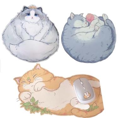 Imagem de zaoalife Tapete de rato de gato, tapete de mesa kawaii fofo gato dormindo tapete de rato anime, laptop, computador, tapete de mesa para jogos, trabalho, escritório, decoração de casa