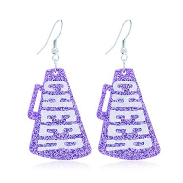 Imagem de Brincos de megafone cheer glitter cheer game day brincos futebol rugby bola esportes torcida time esportes fãs favores, Acrílico, Sem pedra preciosa