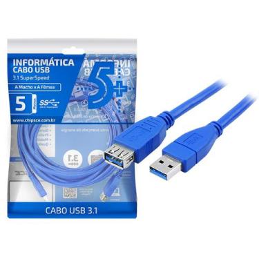 Imagem de Cabo Extensor Usb 3.1 / 3.0 5m Macho X Fêmea 5gbits 5 Metros - 5+