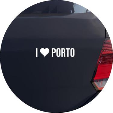 Imagem de Adesivo de Carro Eu Amo Porto - I Love Porto - Cor Marrom - Melhor Ade