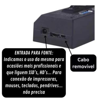 Imagem de Hub Usb 3.0 De 7 Portas Com Switch De Alta Velocidade - Lehmox