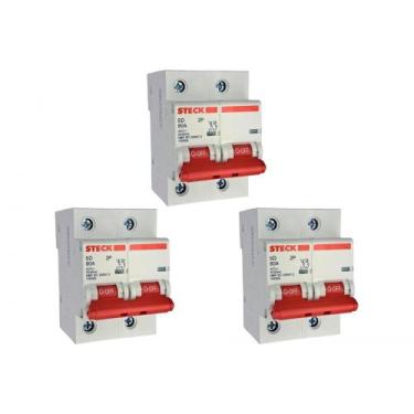 Imagem de Kit C/3 - Disjuntor Steck ''Din'' Bipolar 80A. C