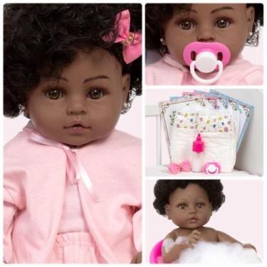 Imagem de Bebe Reborn Menina Negra Corpo 100% Silicone Saída de Banho - Cegonha 