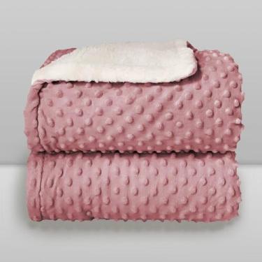 Imagem de Cobertor Donna Laço Bebê Plush com Sherpa Dots Bolinhas, Rosa, 90X110