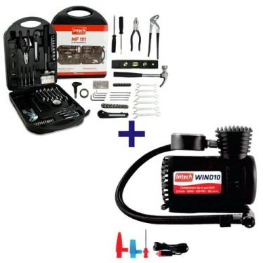Imagem de Kit Ferramentas Com Maleta 151 Peças + Mini Compressor de ar portátil 