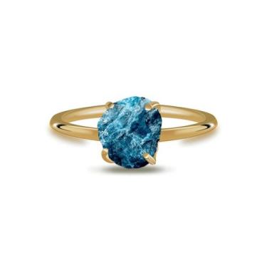 Imagem de Aliança Apatita - Cristal Natural, Banho Ouro 18k