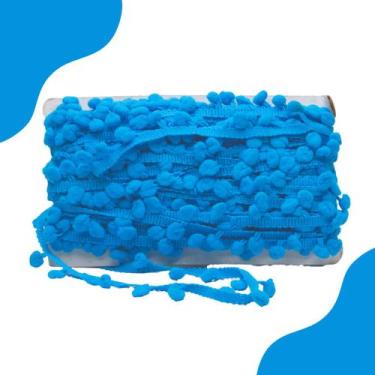 Imagem de Fita Pompom Azul Pavão 30mm Rolo Com 25 Metros - Nybc