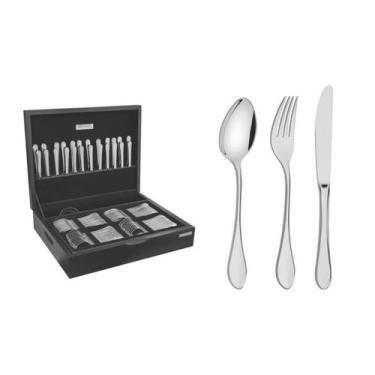 Imagem de Faqueiro Tramontina Italy 101 Peças em Aço Inox com Facas de Mesa Forj