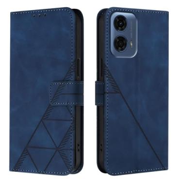 Imagem de LEMAXELERS Capa carteira para Motorola G24 Power 4G, capa de couro PU com [compartimentos para cartão] [suporte] [alça de pulso] [alça de pulso] proteção à prova de choque para Moto G24 Power 4G, azul