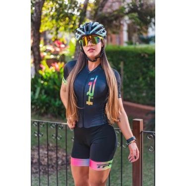 Imagem de Macaquinho de Ciclismo Feminino Estampado Forro em GEL Slim Bike - TR4