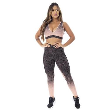 Imagem de Conjunto Feminino Legging Empina Bumbum + Top Decote Bojo Degrade Poli