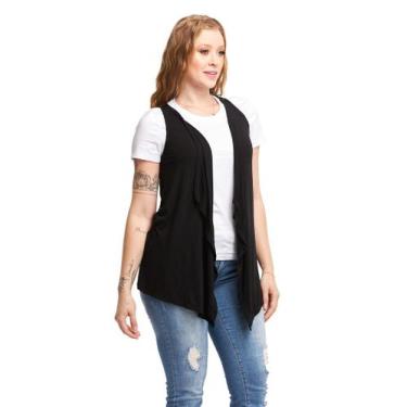 Imagem de Colete de Bico Blusa Cardigan Feminino Terceira Peça Viscolycra Ca5 - 