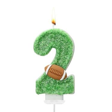 Imagem de Vela de futebol número 2, verde, velas de 2º aniversário, número dois, para bolo, futebol, bolo, topo de cupcake, para meninos de 2 anos, decoração de aniversário, lembrancinhas, suprimentos