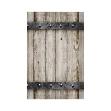 Imagem de Receptáculo em branco decorativo sem dispositivo de 1 gangue placa de parede rústica ocidental porta de celeiro de madeira cabine de madeira país textura de metal interruptor de luz tamanho médio capa