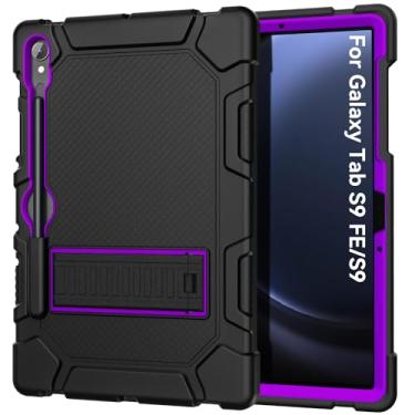 Imagem de Cantis Capa para Samsung Galaxy Tab S10 FE/ S9 FE 5G 10,9 polegadas/Galaxy Tab S9 11 polegadas 2023, capa resistente à prova de choque para tablet compatível com S Pen, preto + roxo + preto