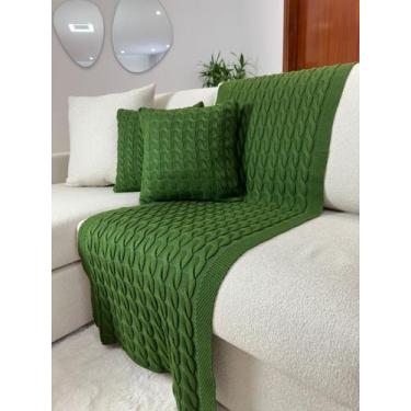 Imagem de Kit Peseira Tricô Decorativa Sofá Cama Solteiro 160x60cm + 2 Capas - C