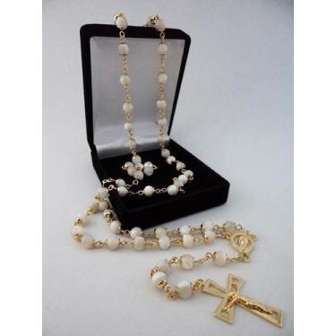 Imagem de Terço madre pérola 6mm - folh. ouro - armazem
