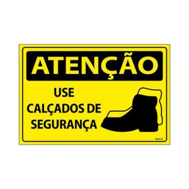 Imagem de Placa De Sinalização Atenção Use Calçados De Segurança 30x20 Ecom IA -