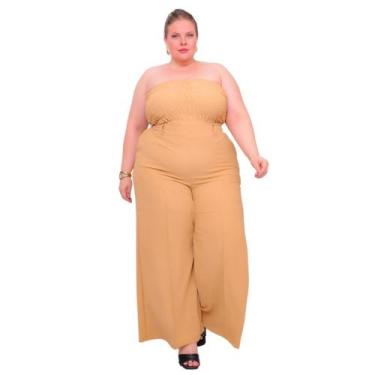 Imagem de Conjunto feminino casual elegante cropped sem alça e pantalona wide le