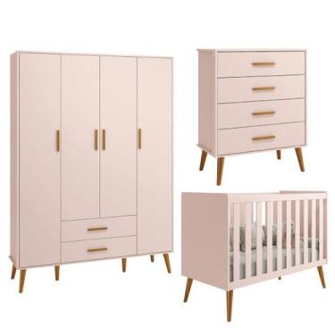 Imagem de Quarto Isis Berço Americano 2 em 1 + Comoda Gaveteiro + Guarda Roupa I