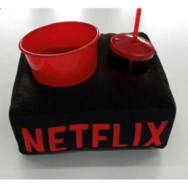 Imagem de Almofada Porta Pipoca Acompanha 1 Copo + 1 Balde Para Pipoca Netflix -